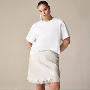 J.Crew Gwen Lace Trim Textured Satin Slip Skirt Gray 3X CA739